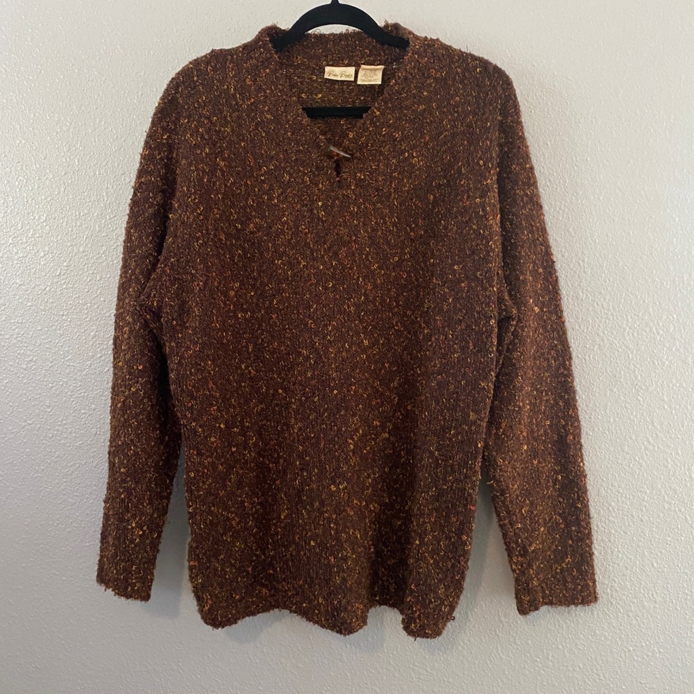 Vintage Brown Textured Sweater 18W-20W Goblincore Forest Fairy Granola Indie